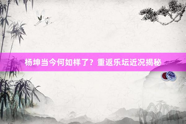 杨坤当今何如样了？重返乐坛近况揭秘